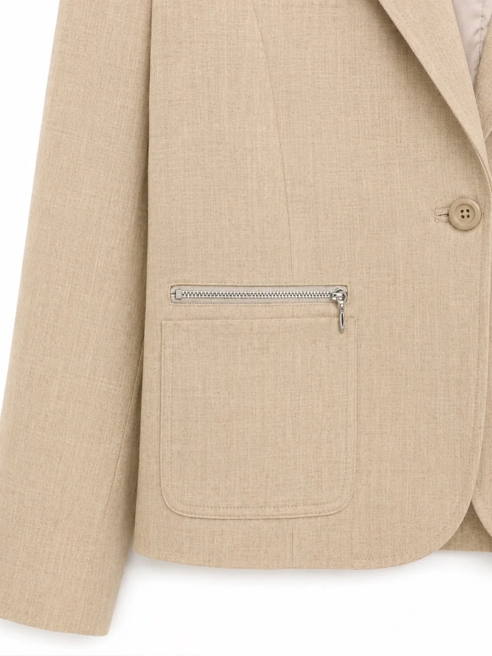 i.e. Beige Tailored Blazer Women’s Size 16 One Button Office Career Jacket